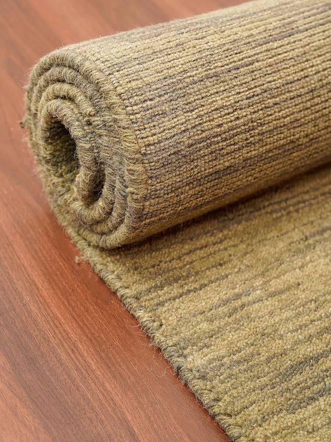 Rugsotic Carpets Hand Knotted Loom Wool 9'x12' Area Rug Solid Green L00111 - Image 8