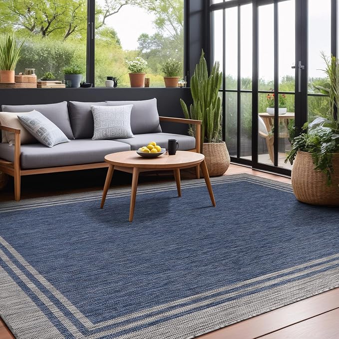 Bordered Outdoor Rug 9x12 Washable Outside Carpet - Image 10