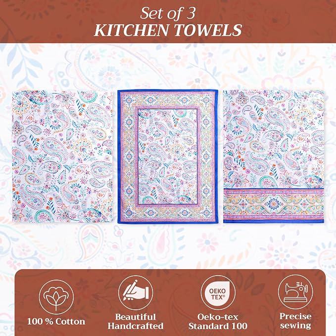 Maison d' Hermine Kitchen Towels Set of 3 100% Cotton 27.50" x 20" Reusable - Image 2