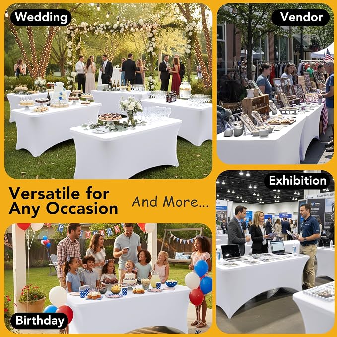 6-Pack Premium White Spandex Tablecloths - Image 5