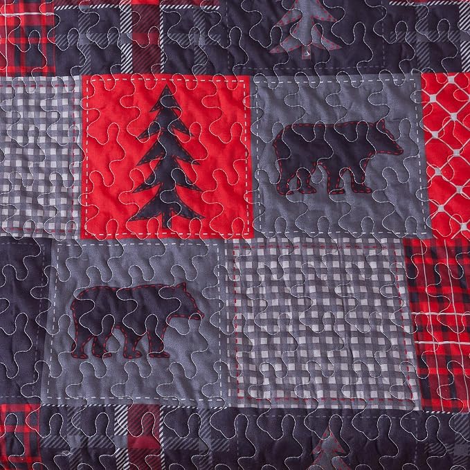 Soul & Lane Cabin Charm 50"x60" Quilted Throw: Plaid Quilted Blanket, Outdoor - Image 3