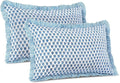 CPC Apatite Blue 100% Cotton Block Print Ruffle Sham Cover 20X30 inch Pack of 2 by COTTONPRINTCLUB