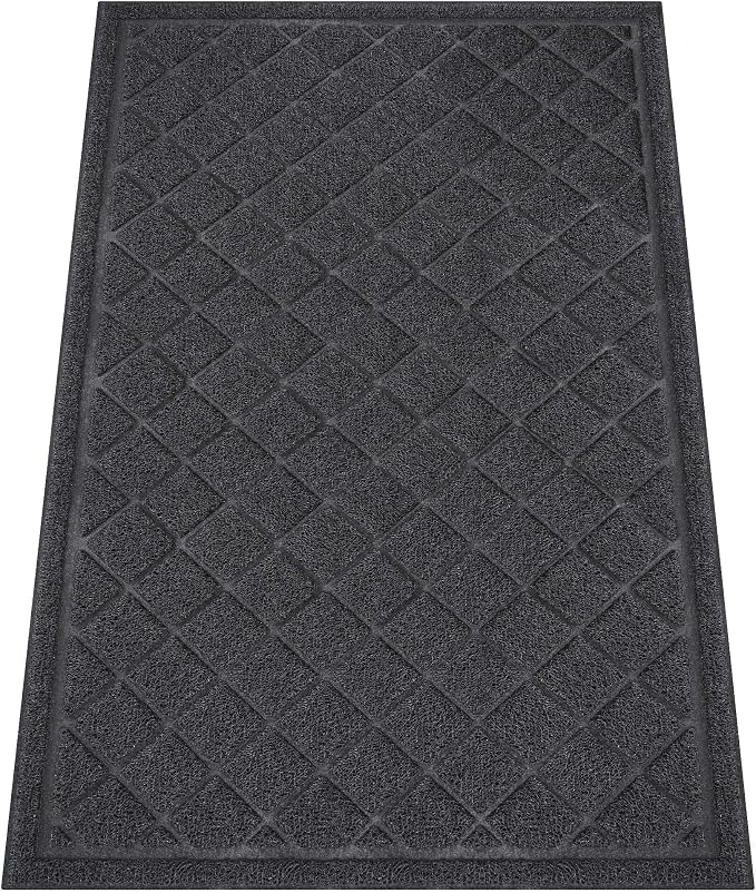 Front Door Mat Indoor Outdoor, Heavy Duty Low Profile Entrance Rug by HOMEK