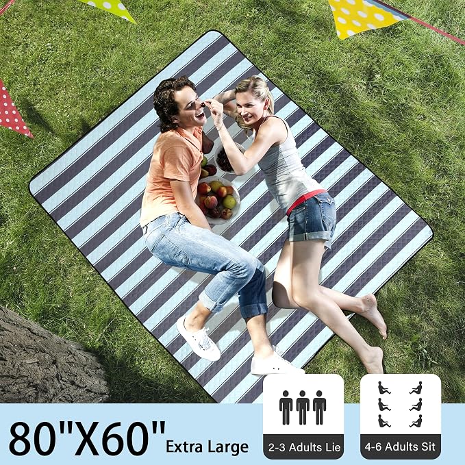 HX&OD Extra Large Picnic Outdoor Blanket, 80”x60” Waterproof Picnic Mat - Image 4