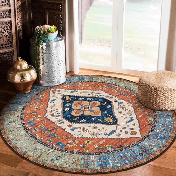 Lahome Ultra-Thin Round Rugs - 6ft Washable Round Area Rugs by Lahome
