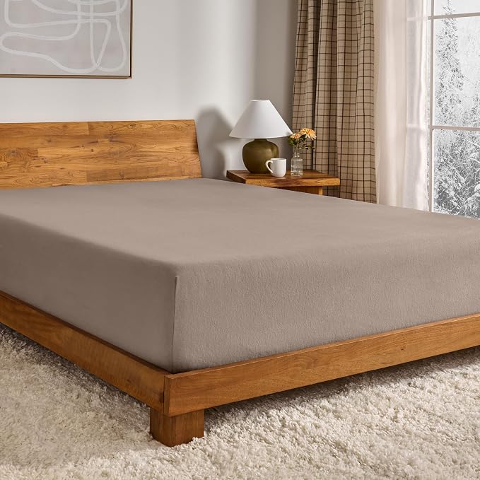 Bare Home Flannel Fitted Bottom Sheet 100% Cotton, Velvety Soft Heavyweight by BareHome