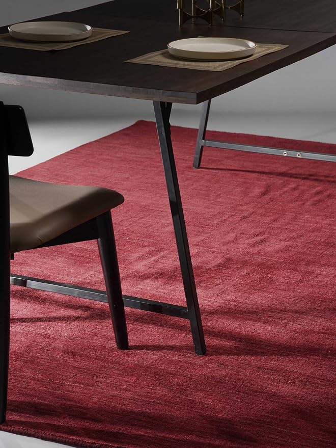 Rugsotic Carpets Hand Knotted Gabbeh Wool 5'x8' Area Rug Solid Dark Red L00111 - Image 6