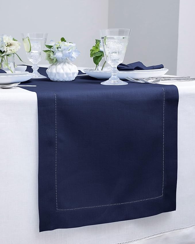 Solino Home Linen Navy Blue Table Runner 60 Inches - Image 2
