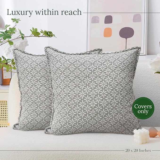SanVia Tranquil Premium Cotton Throw Pillow Covers, 20 x 20 Inches, Luxurious - Image 6