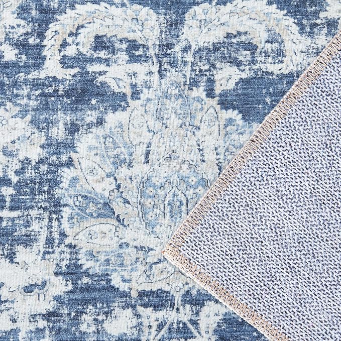 jinchan Fiora Hallway Runner Rug 3x10 Machine Washable Runner Rug Dark Blue - Image 6