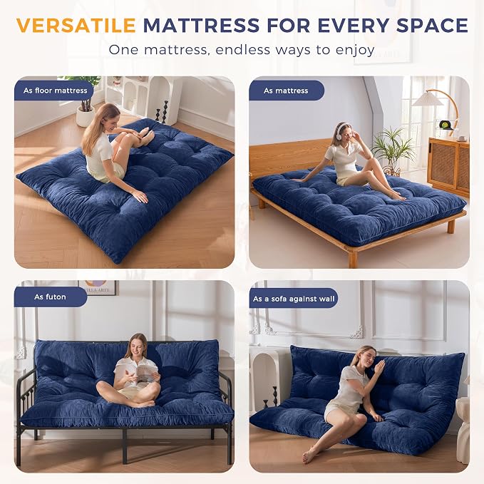 MAXYOYO Japanese Floor Mattress Queen Size, Thick Chenille Tatami Mat Sleeping - Image 3