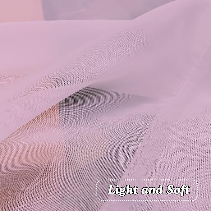 OVZME Light Pink Sheer Curtains 108 Inches Long, Light Filtering Semi - Image 5