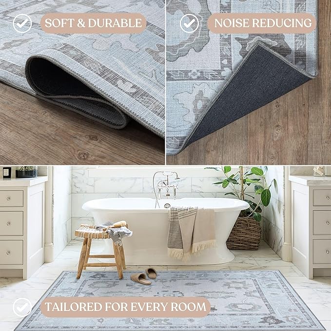 Fame Living Cream Beige Oushak Rug, Area Rugs - Image 5