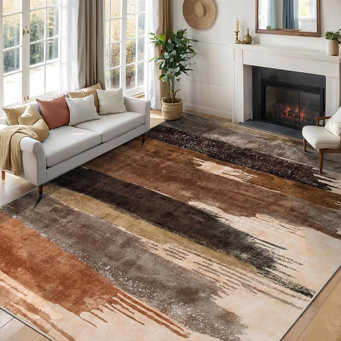 Ciicool Modern Abstract Brown Grey Rug - Image 2