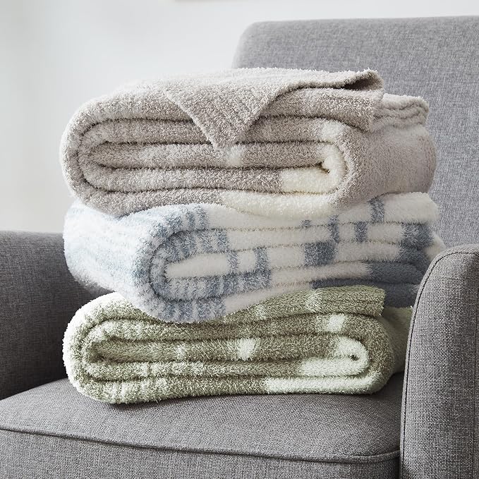 WRENGONGE Sage Green Throw Blanket, 60x80 Soft Cozy Striped Throw Blankets - Image 6