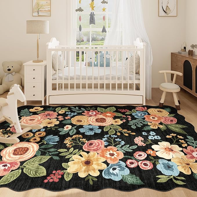DUKINO 4x6 Area Rug, Floral Non-Slip Indoor Washable Rug - Image 9
