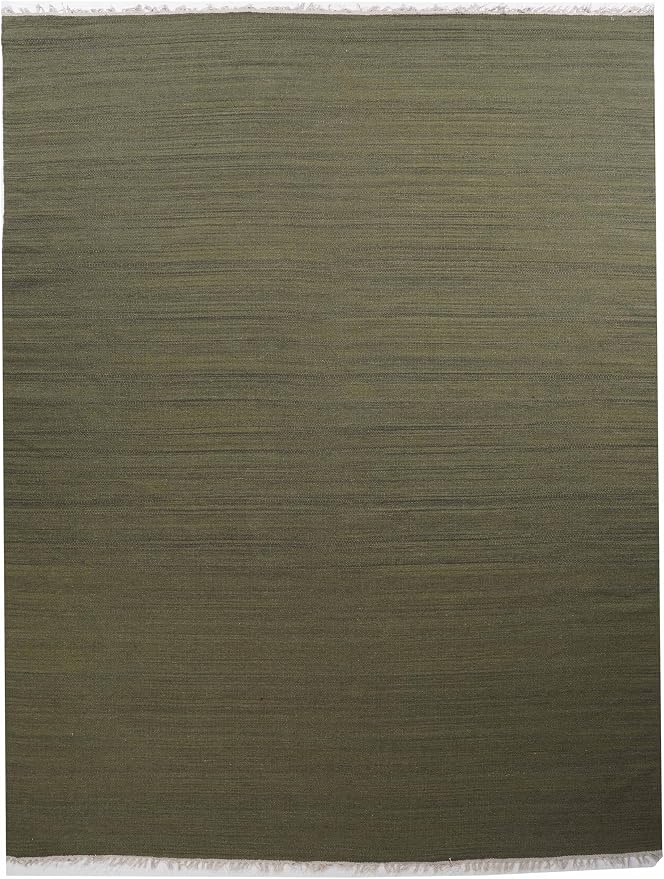 Rugsotic Carpets Hand Woven Flat Weave Kilim Wool 6'x9' Area Rug Solid Olive - Image 3
