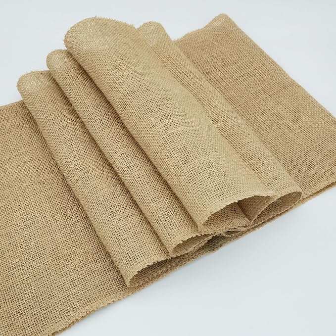 6 Pack 12 x 120 Inch Burlap Table Runners, Natural Rustic Jute Runner Bulk - Image 6