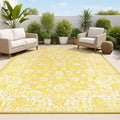 JONATHAN Y Weave Floral Indoor Outdoor Area Rug 4X6 Yellow/Cream, Tela Bohemian by JONATHANY