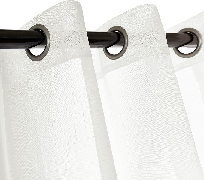 Sheer Curtains Faux Linen Semi Voile Light Filtering Drapes Pair by RNDRSSE