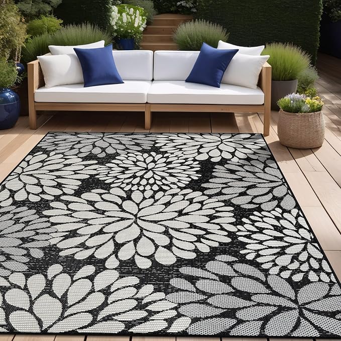 Beverly Rug Outdoor Rug 5x7 Modern Exotic Tropical Leaf Area Rugs - Image 5