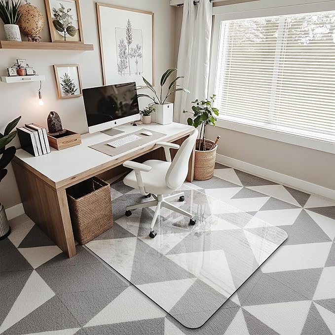 Office Chair Mat for Carpet & Hardwood, Upgraded 36" x 48" Dual Use Tempered by Furnbar