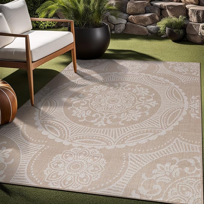 Medallion Outdoor Rug 5x7 Washable Outside Carpet - Image 9