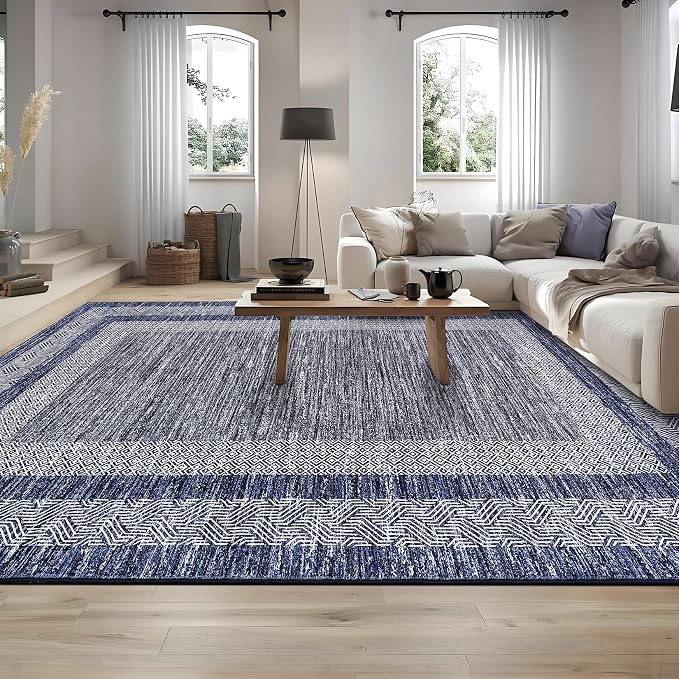 GarveeHome 2x6 Modern Bordered Runner Rug Soft Non Slip Runner Washable Non - Image 8
