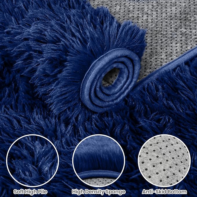 8x10 Area Rugs for Living Room Rug: Soft Fluffy Shag Blue Rugs for Bedroom - Image 6