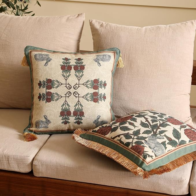 patdrea Designer Throw Pillow Covers Set of 2, French Elegant Green Linen - Image 6