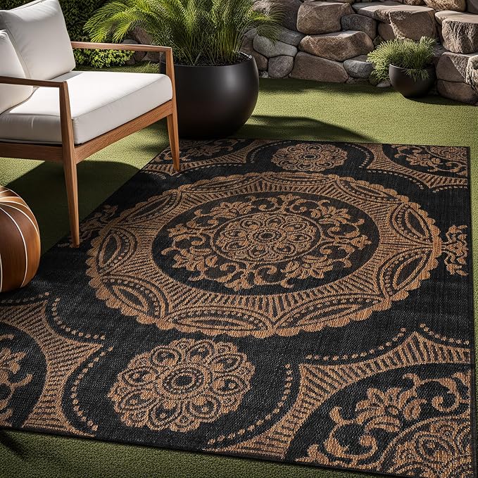 Medallion Outdoor Rug 8x10 Washable Outside Carpet - Image 8