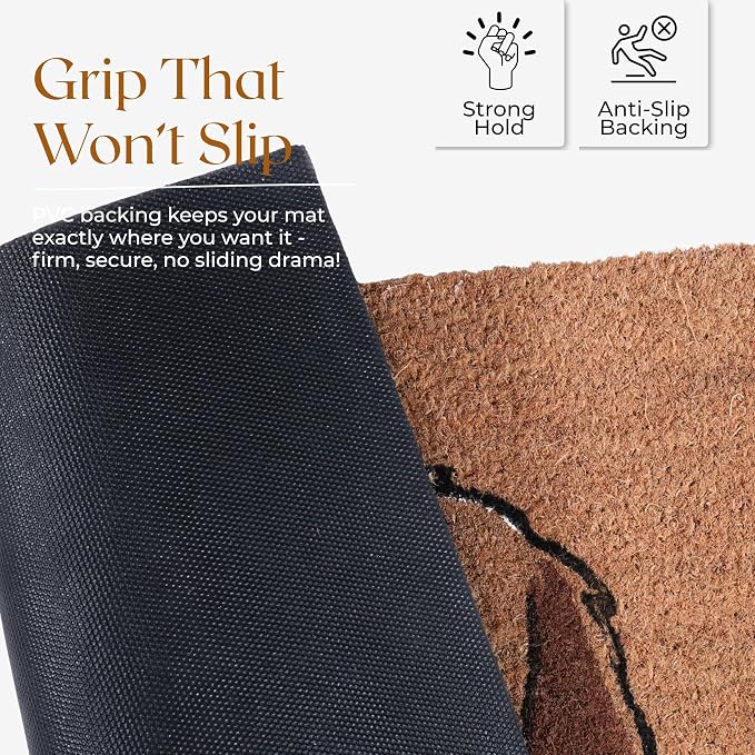 Coir Door Mats 17" X 30", Non-Slip Sturdy, PVC Backed Heavy Duty, The 3 Cute - Image 8