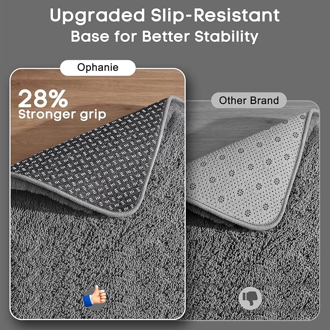 Ophanie Area Rugs for Living Room Bedroom, Upgrade Non-Slip Fluffy Soft Grey - Image 4