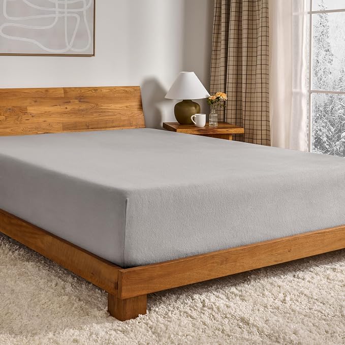 Bare Home Flannel Fitted Bottom Sheet 100% Cotton Twin Extra Long, Velvety Soft by BareHome