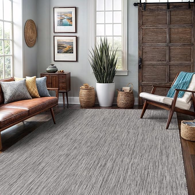 Washable Indoor Outdoor Rug 6x9 Weather Resistant Area Rugs Modern Solid - Image 7