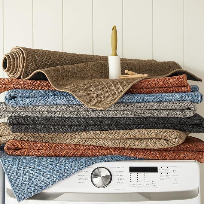 TOWN & COUNTRY BASICS Pax Herringbone Textured Solid Everwash® Washable Area Rug - Image 10