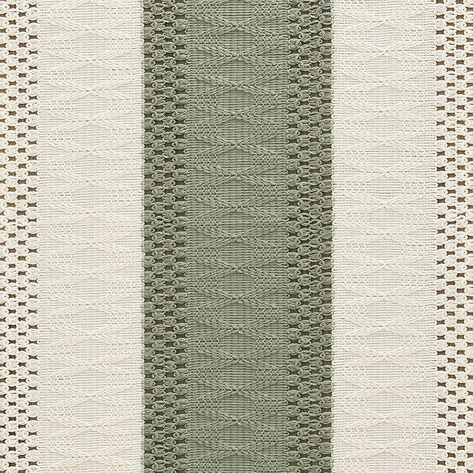 ZeeMart Macrame Style Bicolor Stitching Table Runner, 14 x 48 Inch Green/Ivory - Image 6