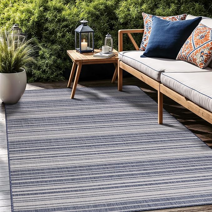 Stripe Outdoor Rug 6x9 Washable Outside Carpet - Image 7