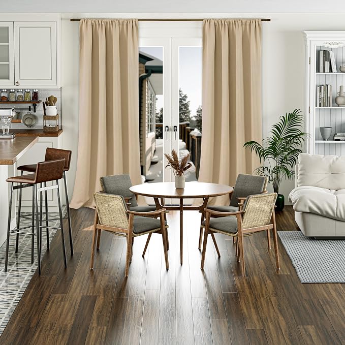 BGment Beige Blackout Curtains for Living Room, Long Room Darkening Curtains - Image 2