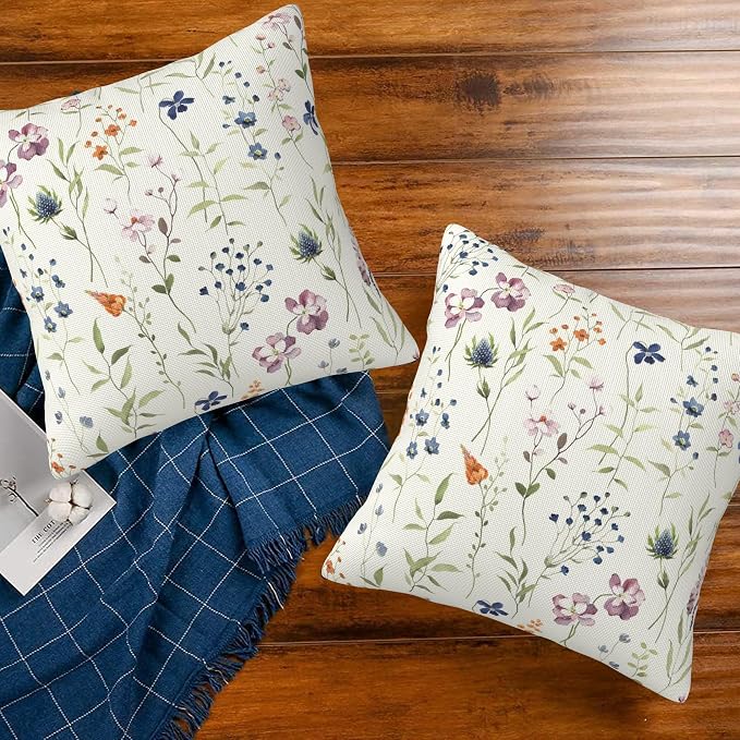 Throw Pillow Covers Spring Summer Floral Pillow Covers 16x16 Inch Set of 2 - Image 7