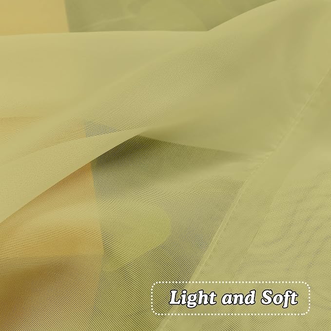 OVZME Mustard Yellow Half Window Sheer Curtains, Modern Top Dual Rod Pocket - Image 5