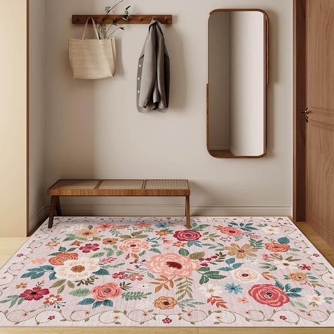 DUKINO 3x5 Area Rug, Floral Rugs - Image 4