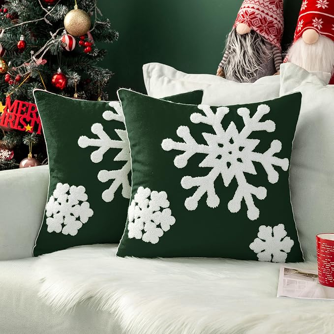 MIULEE Pack of 2 Christmas Decorative Snowflake Throw Pillow Covers Canvas by MIULEE