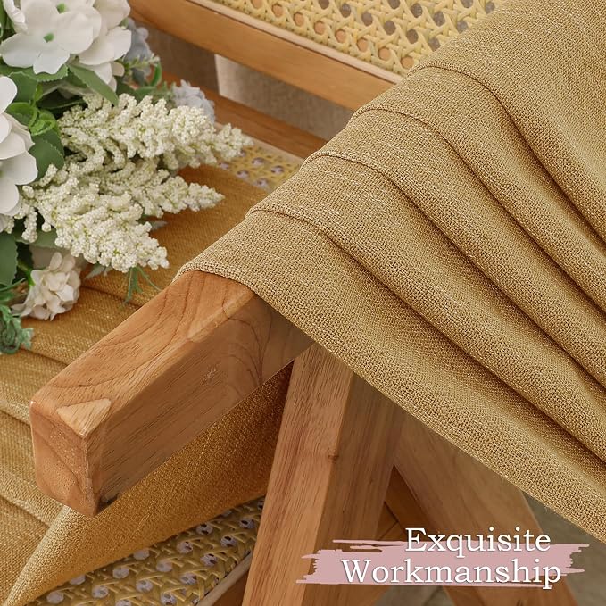 Simplebrand Gold Faux Linen Textured Semi Sheer Curtains 72 Inches Long 2 - Image 6