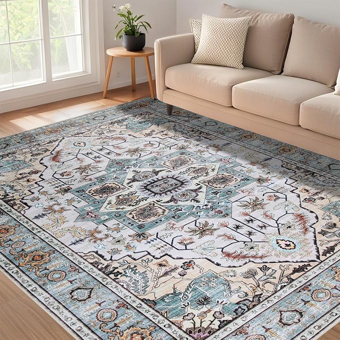 WILLSUN Washable Area Rugs, 6x9 Non-Slip Boho Large Area Rugs - Image 2