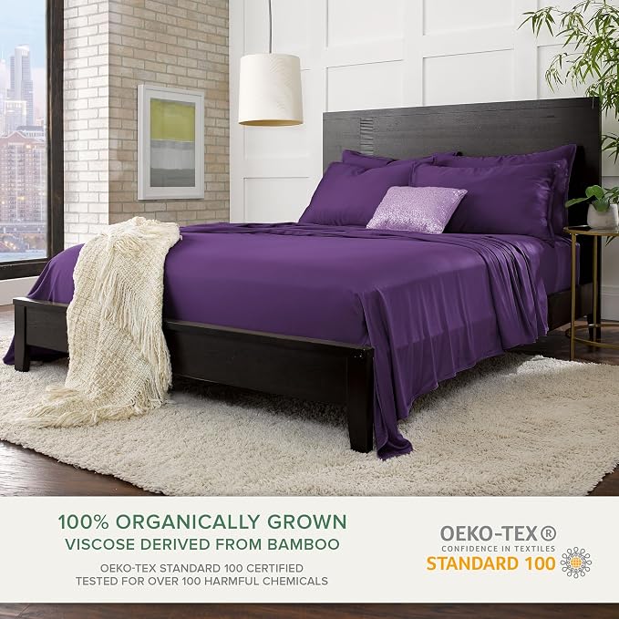 Pure Bamboo Twin Sheets, Genuine 100% Organic Viscose Derived from Bamboo Bed - Image 2