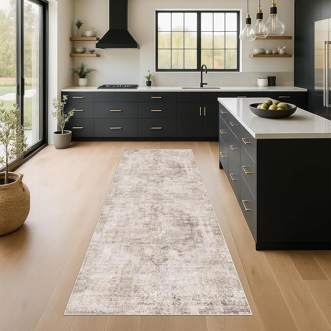Beige Brown 2'6''x8' Wide Hallway Runner Rug - Image 3