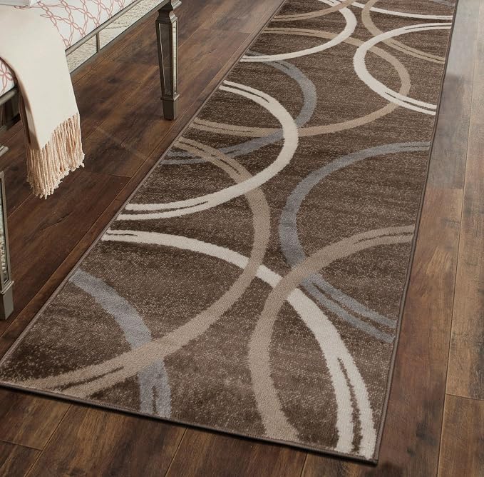 Rugshop Modern Wavy Circles Design Runner Rug, Carpet - Image 8