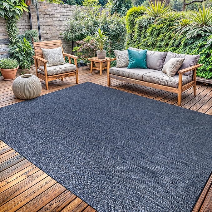 Washable Indoor Outdoor Rug 6x9 Weather Resistant Area Rugs Modern Solid - Image 4