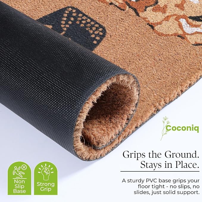 Coir Door Mats 17" X 30", Non-Slip Sturdy, PVC Backed Heavy Duty, Cute Little - Image 2